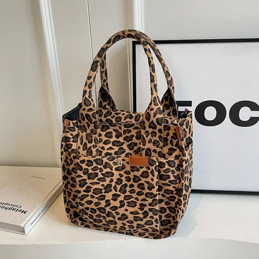 NEW Luxury Leopard Pattern Nylon Women's Zipper Shoulder Bag Make -Up Storage Organizer Cases  Hot Sale Large Capacity Tote Bags Fashionable Leopard  Shoulder Bag Travel Shopping Outdoor Luxury Bags