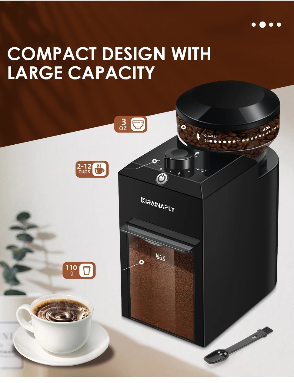 Low-Price Sales are Limited NEW Electric Burr Mill Coffee Grinder Automatic Coffee Bean Grinding With 28 Grind Settings For Espresso French Press Drip 2-12 Cup Travel Outdoor Camping Coffee Machine