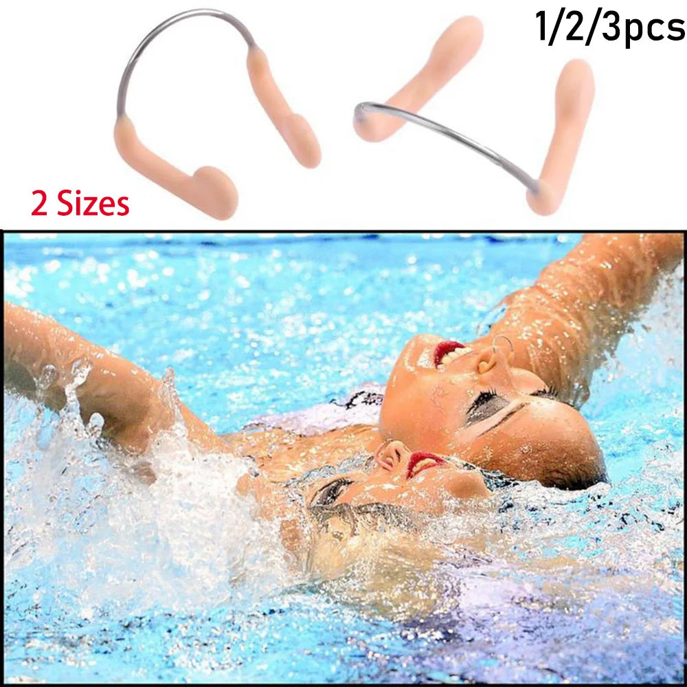 3 PCS Set S-M Size Durable No-Skid Soft Silicone Steel Wire Nose Clip for Women Men Swimming Diving Water Sports Set Swimming Nose Clip