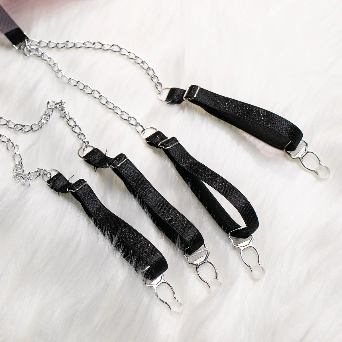 Sexy Luxury Embroidered Flower Gather Belts Bra and Panty Set Women's Cute Metal Hanging Chain Exotic Apparel Suit Underwear Four Piece Set Female Lingerie Set Fashion Clothing Products