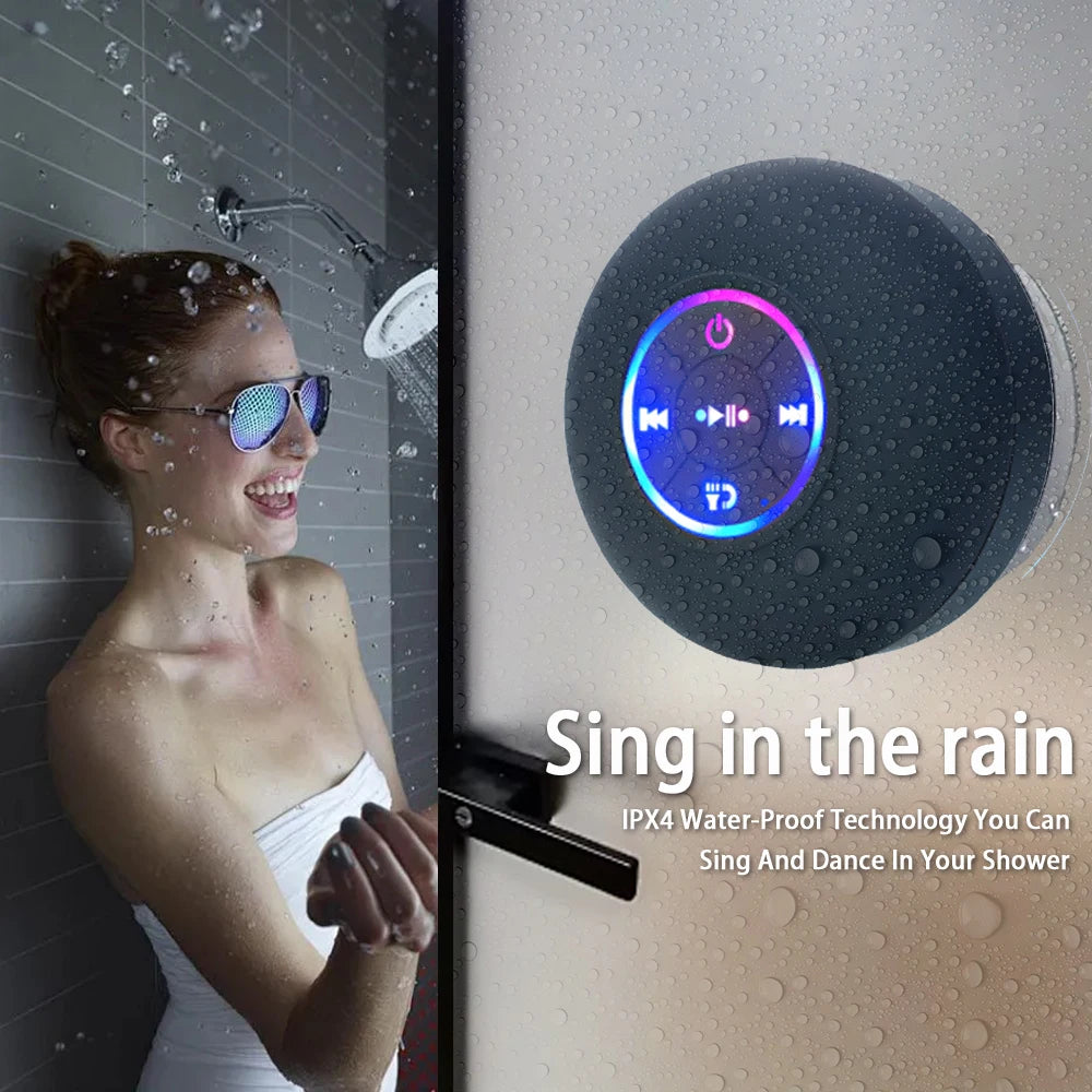 NEW Arrivals Portable Wireless Bluetooth Speaker LED Light IPX4 Waterproof Loudspeaker Outdoor Indoor Bathroom Large Suction Cup Stereo Sound Box