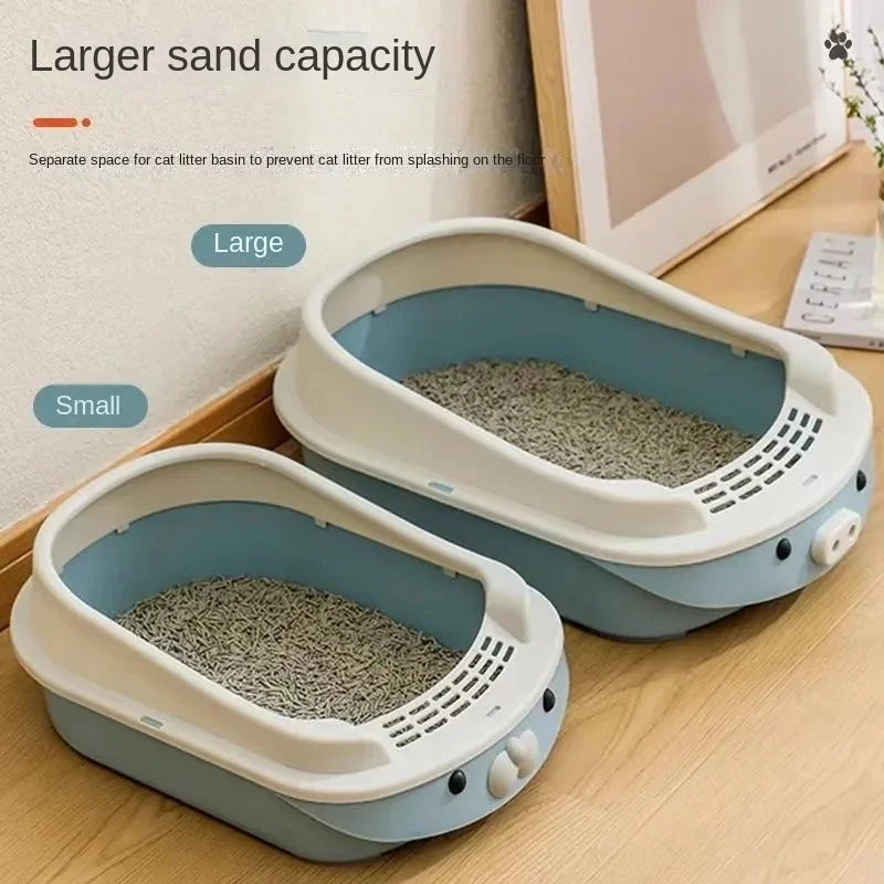 Sandboxes for Cat Litter Box Oversized Toilet Smart Semi Enclosed Anti External Splashing Supports Long Cat