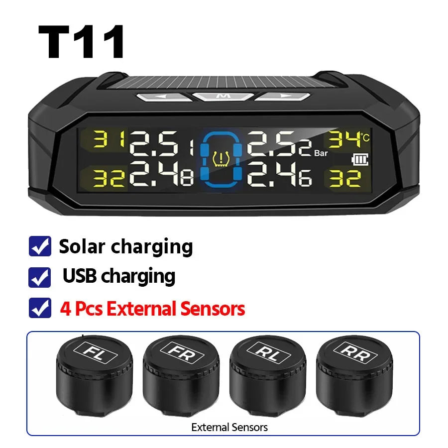 NEW Car Detector 4 Sensors TPMS Tire Pressure Monitoring System Auto Security Detector Pressure Waterproof Tire Pressure Temperature Car  Security Supplies