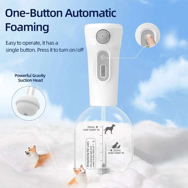 Cat Automatic Foam Soap Dispenser Cordless Pet Bath Cleaning Electric Dog Shampoo Foam Machine Pet Sprayer Supplies