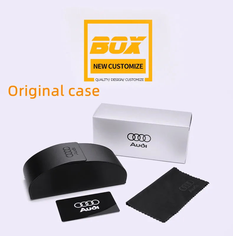 AUDI Luxury 4 Colors  Glasses + Original Case UV400 Polarized Rectangle Sunglasses for Men Women Driving Motorcycle Cycling Glasses with Anti-Glare Lens 553