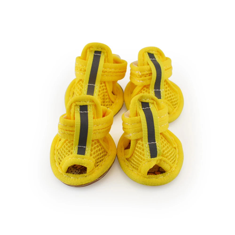 4 PCS Set XS-XL 4 Colors Summer Dog Shoes Breathable Sandals for Dog Cat Walking Running Outdoor Anti Slip Paw Protectors & Pet Gifts