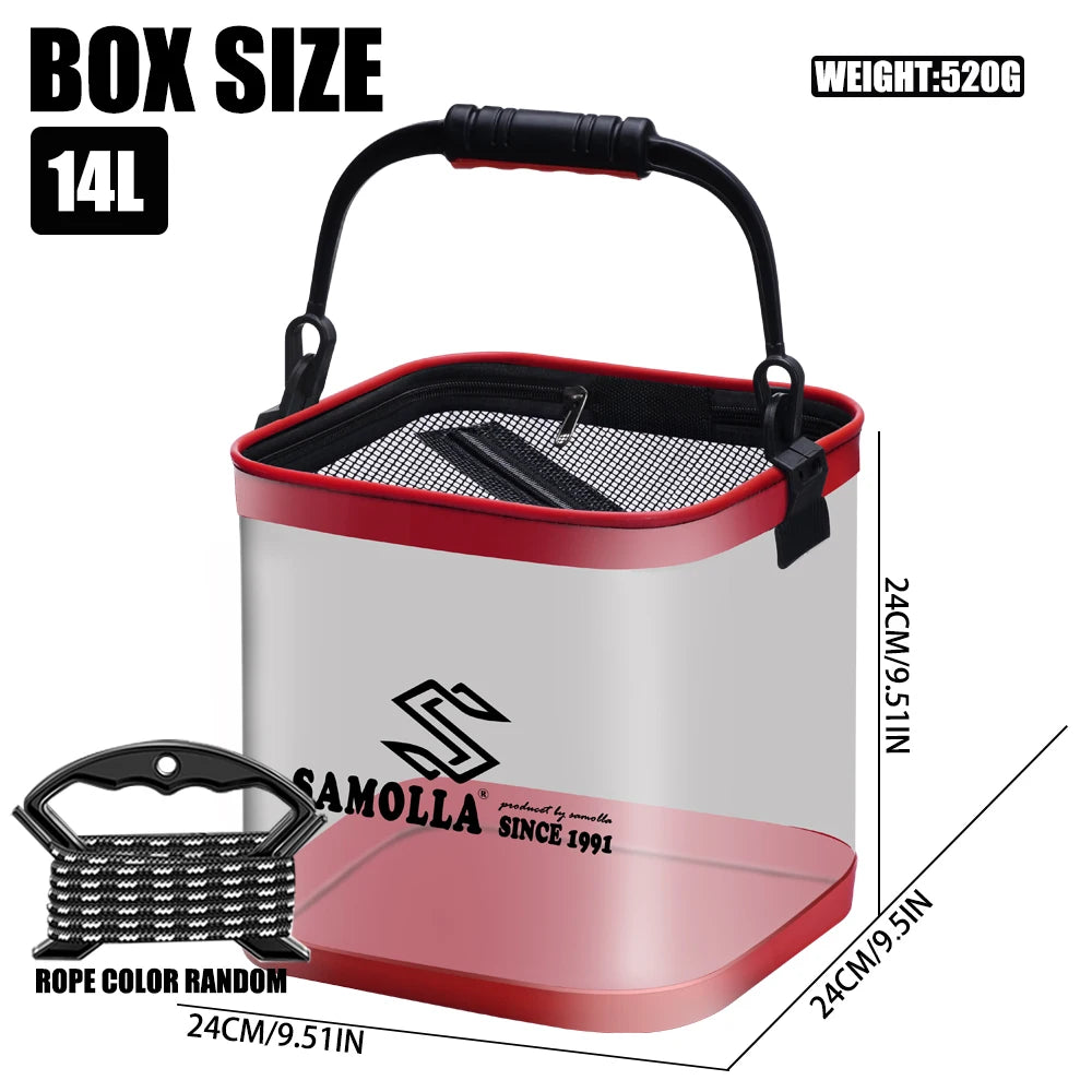 14L Transparent Fishing Bucket Portable Folding Storage Box EVA Live Fish Bag Folding Fishing Bucket