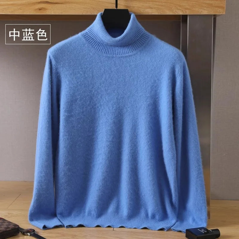S-3XL Plus Size 5 Colors Women's Men's 100% Pure Mink Cashmere Sweater High Lapels Pullovers Knitted Winter New Tops Long Sleeve High-End Jumpers