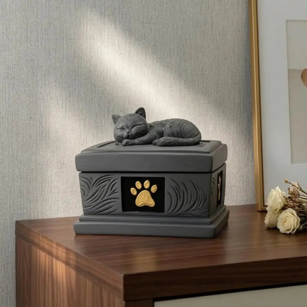 Pet Urn Sleeping Cat Pet Urn Memorial Cremation Keepsake Dog Cat Ash Holder Container Sympathy Gift for Pet Loss Remembrance