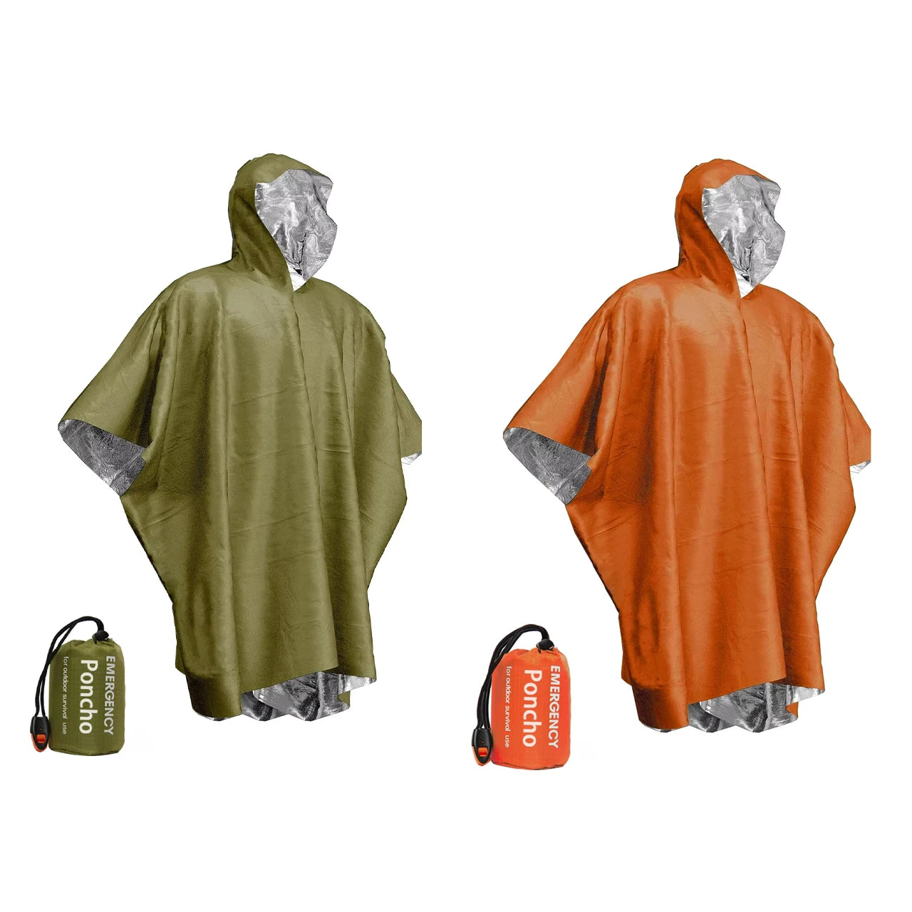 4 PCS Set Emergency Water Proof Raincoat Aluminum Film Disposable Poncho Cold Insulation Rainwear Blankets Survival Tool Camping Equipment