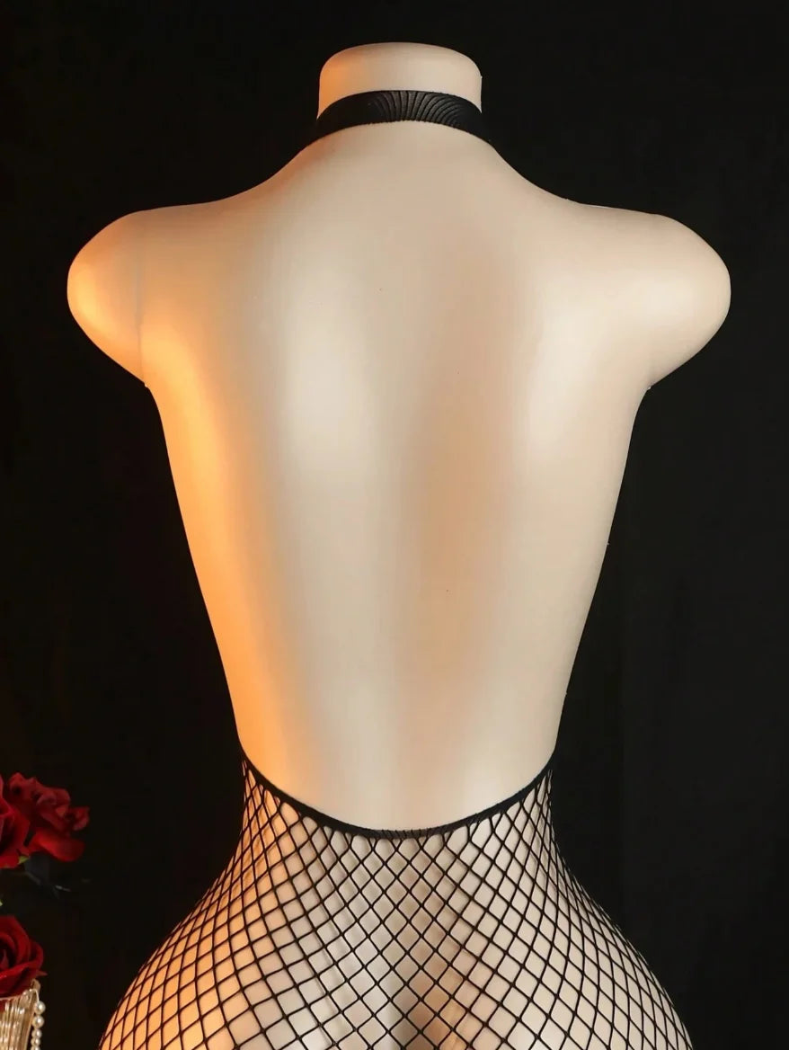 Transparent Fishnet Women Body Stockings Sexy Lingerie Open Crotch Hot Bodysuit Erotic Crotchless Sling Black Exotic Costumes
