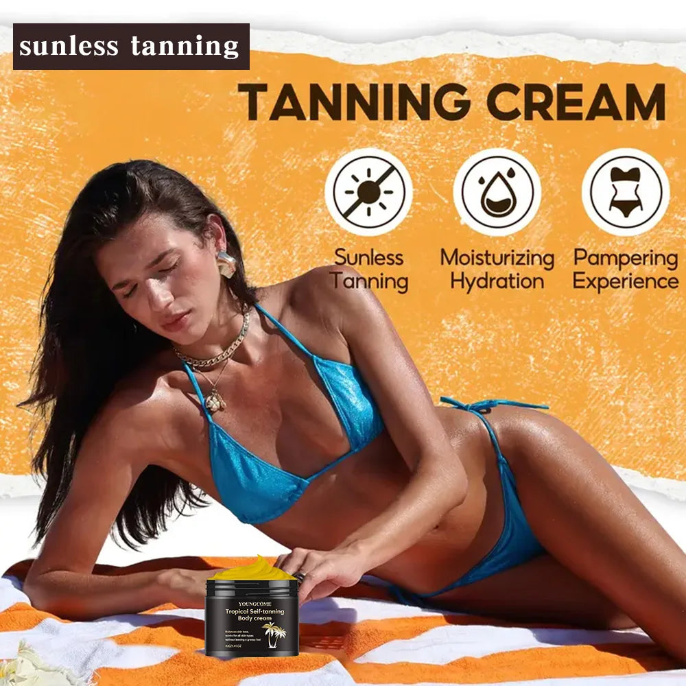 NEW ﻿ Body Tanning Cream Self Tanner Booster Brown Sun Bronzer Repair Nourishing Skin Coloring Sunless Lotion Sun Protection Cream Women Skin Care Supplies Korean Products