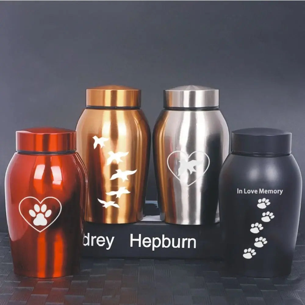 20 Styles Pets Last Farewell Columbarium Stainless Steel Pet Ashes Urn Black Moisture-Proof Memorial Pet Urn Portable Pet Cremation Urn For Small Animals