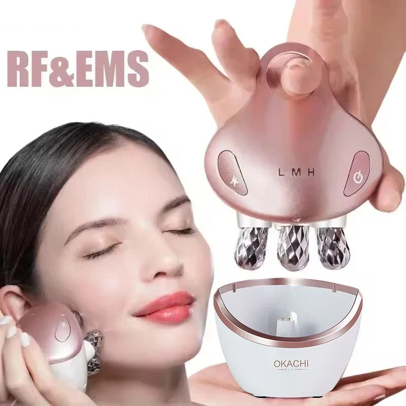 EMS 5 in 1 Facial Massager 4D Massage Head Home Use Facial Device Promote Face Cream Absorption 5 Light Color Modes Beauty Tools Women Skin Care Supplies