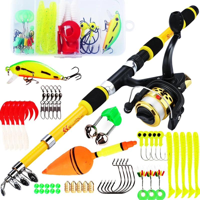 Full Set 1.8M Spinning Fishing High Speed Rod and Reel Combo 5.2:1 Telescopic Rod with 3BB Fishing Reel Max Drag 5kg Full Fishing Kit Outdoor River Lake Rock Fishing Sets