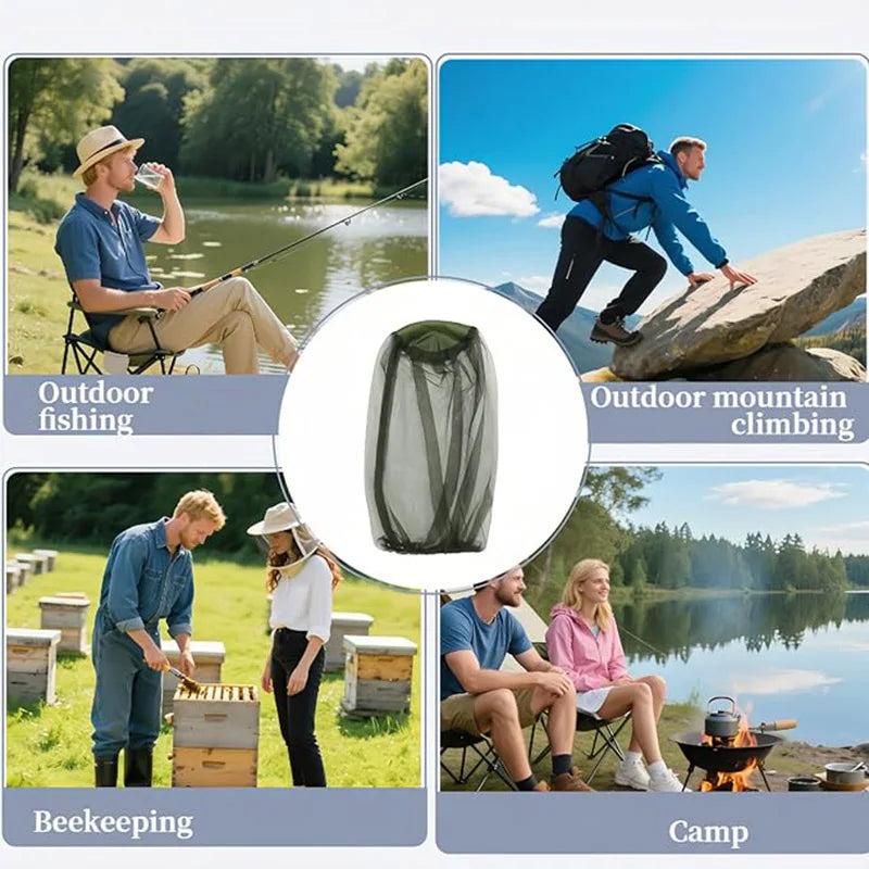 Outdoor Camping Beach Fishing Beekeeping Anti Mosquito Fishing Cap Anti Insect Hat Mesh Breathable Bug Bee Repellent Head Cover Net for Men and Women