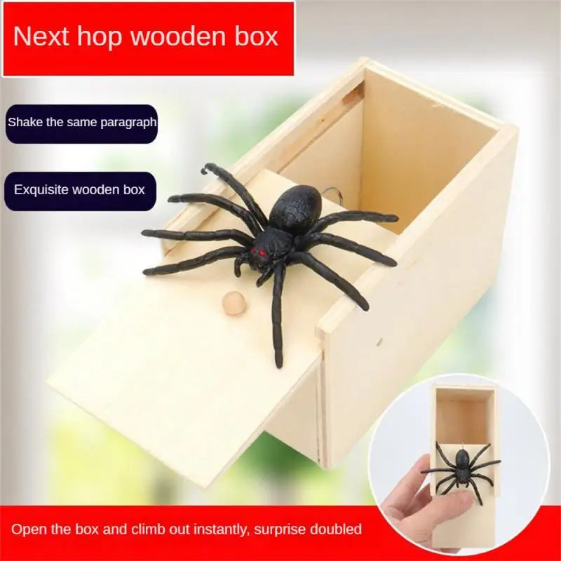 5PCS-10PCS Set  Halloween Decor Trick Spider Funny Wooden Scare Box Practical Joke Office Prank Toys Funny Play Joke Gifts