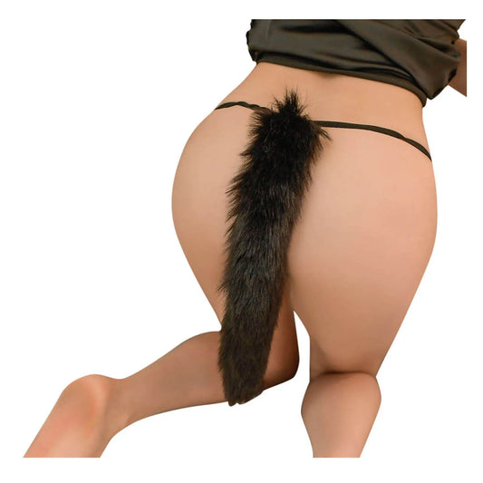 Sexy Underwear Role Play Women Passion T-back Plush Long Tail Underpant