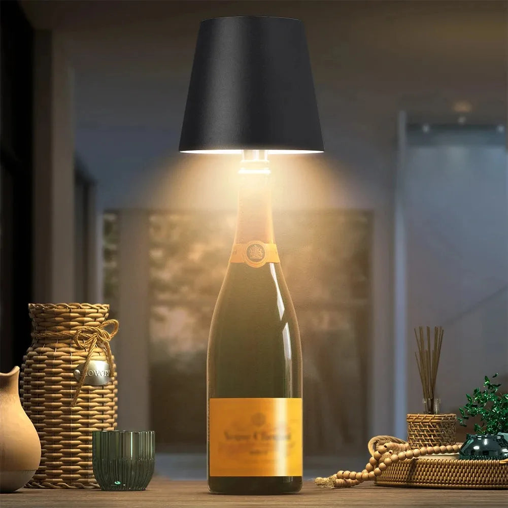NEW Arrivals USB Rechargeable Wine Bottle LED Mood Lamp 2000mAh Touch Stepless Dimmer RGB 3 Color RGB White Cordless Pub Table Night Light