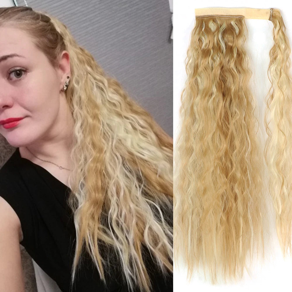 NEW  Synthetic Long Straight Wrap Around Clip In Ponytail Hair Extension Can Be Permed Heat Resistant Pony Tail Fake Hair