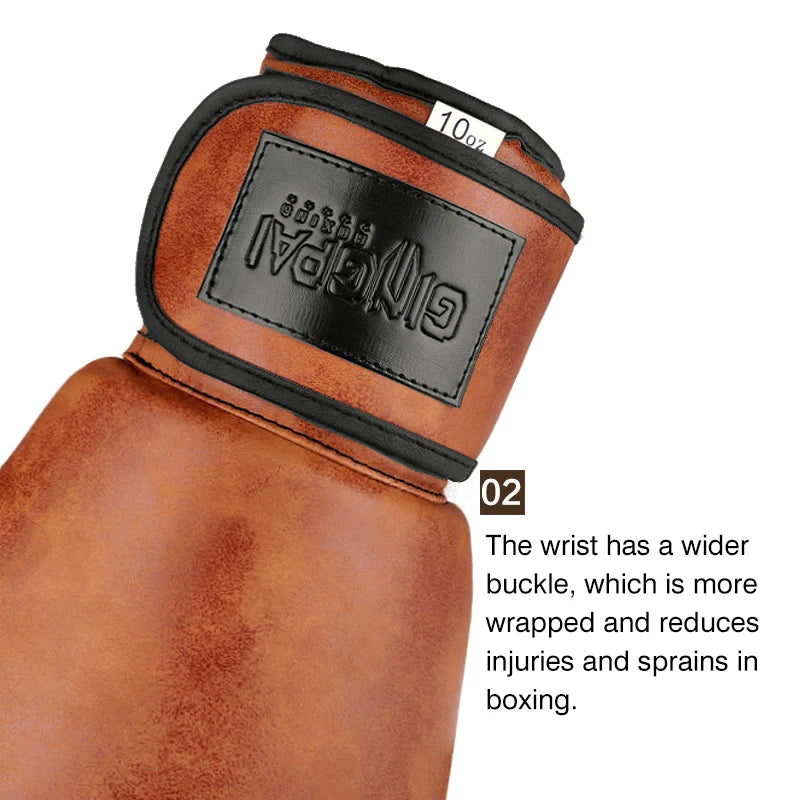 3 Retro Colors Adult Women/Men 8/10/12oz Boks Boxing Gloves Leather MMA Muay Thai Boxing Gloves Mitts Sanda Gym Training Practice  Equipment Sports Accessories
