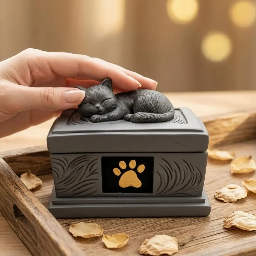 Pet Urn Sleeping Cat Pet Urn Memorial Cremation Keepsake Dog Cat Ash Holder Container Sympathy Gift for Pet Loss Remembrance