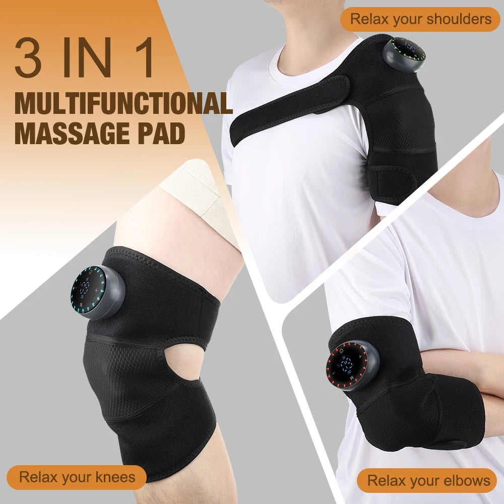 NEW 1-2 PCS Set 4000mAh Rechargeable Knee Massager 3 Gear Vibration Massage Adjustable Shoulder Brace Electric Heating Pads Leg Knee Warmer Health Care Supplies