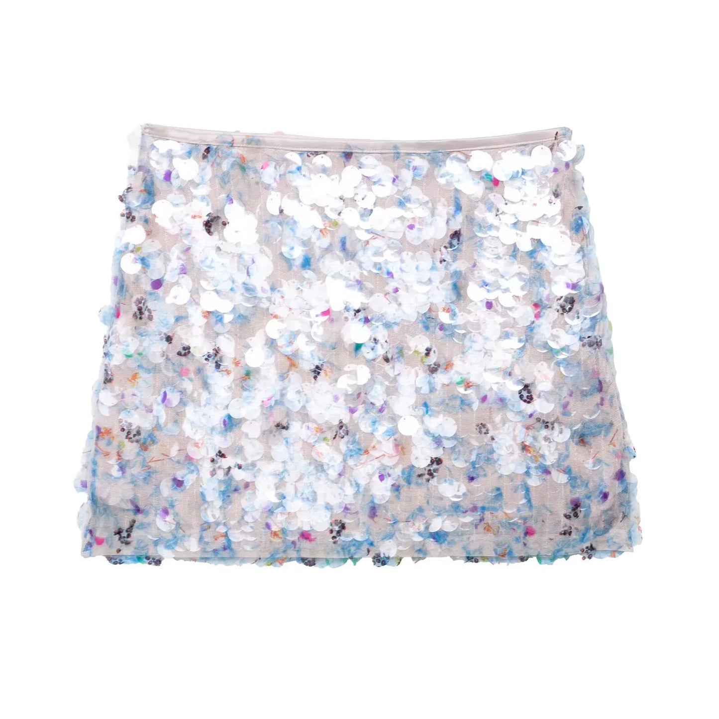 UK Size 13 Colors  Women Summer Fashion Party Style Sequin Mini Slim Skirt Female Sexy Elegant Banquet Zipper High Waist Short A-Line Skirt