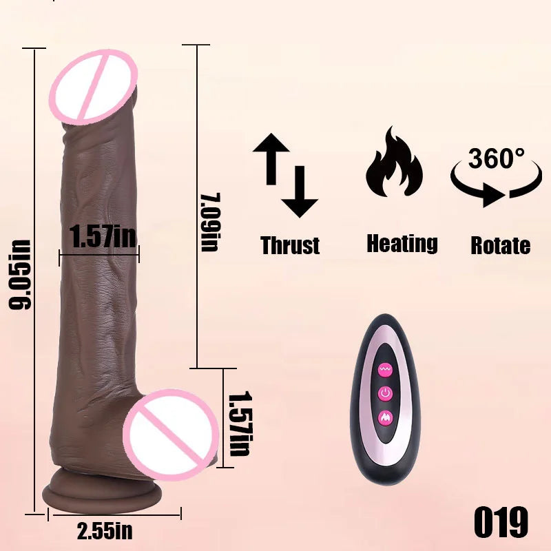 Realistic Large Vibrator Dildo for Women with Heating and Thrusting Functions Realistic Penis Vibrator Anal Plug Penetration