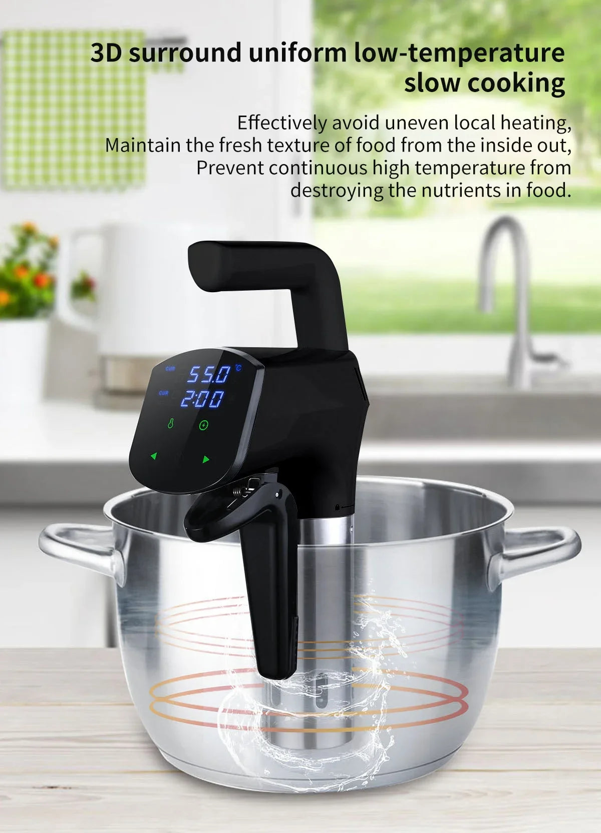 NEW 1100W Vacuum Sous Vide Cooker LCD Touch Screen Digital Display Immersion Circulator Accurate Cooking Waterproof Smart Slow Cooker App Control Connected Cooking