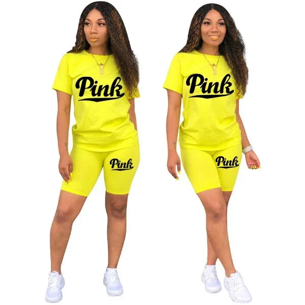 NEW Arrivals 2PCS Set S-3XL 8 Colors Woman Clothing Casual Women Tracksuit Short Sleeve Daily Summer Shorts T-Shirts O-Neck Matching Sets Women's Sports Apparel Suppliies