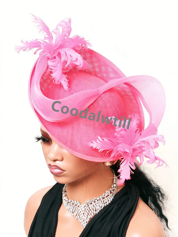 21 Colors Royal Ascot Horse Racing Women Femme Luxury Fascinator Kentucky Ladies Tea Cocktail Derby Headpiece Feather Fancy Opera Concerts Red Carpet Bride Wedding Hats Apparel Accessories
