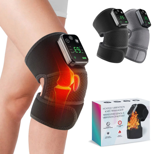 NEW Electric Heat Vibration Knee Massager 3-in-1 Knee Pad Shoulder Elbow Pad Heating Massage Knee Brace Pain Relief Fatigue Hot Compress Sports Accessories Health Care Supplies