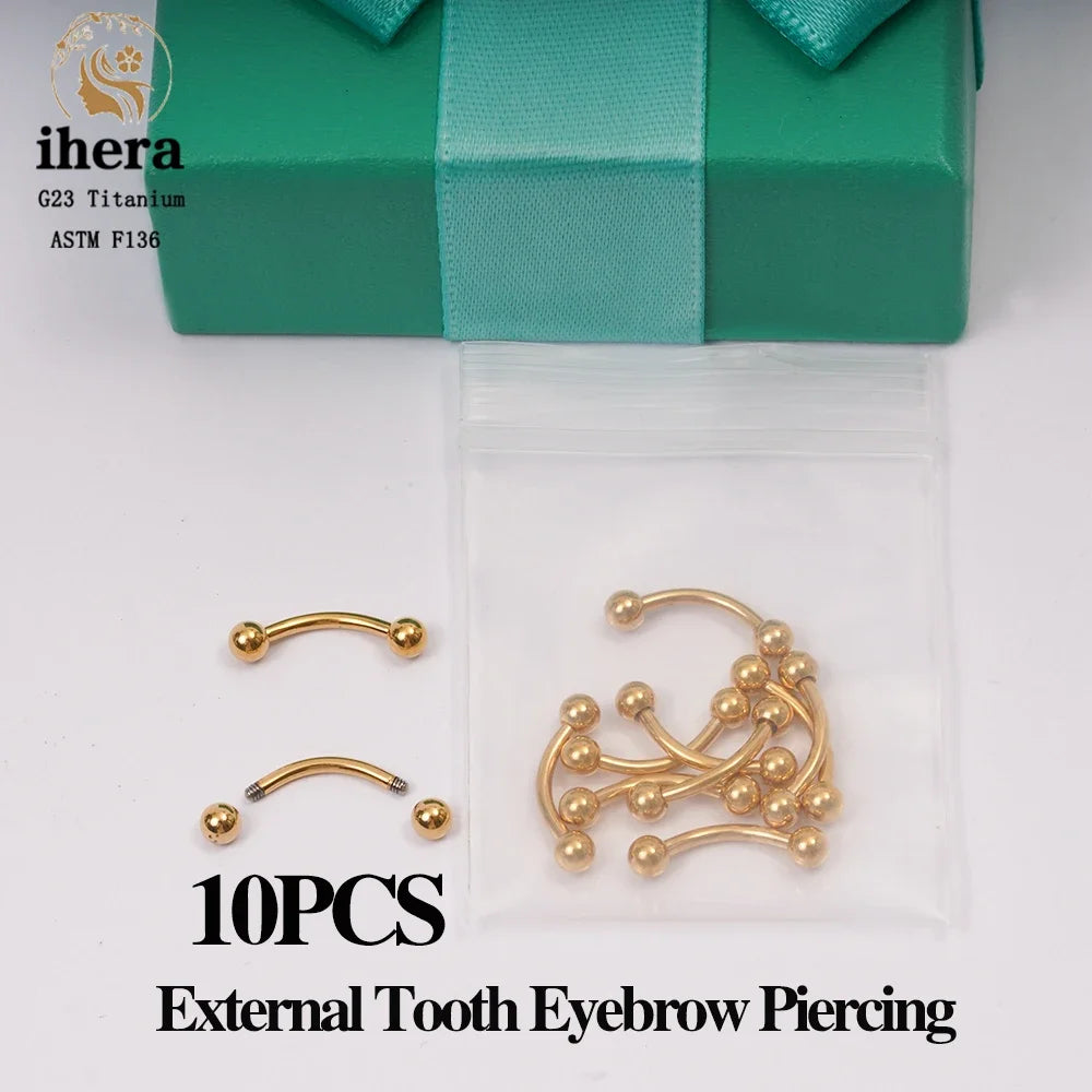 10PCS G23 Titanium Eyebrow Piercing Jewelry Nose Septum Piercing Ring C Rod 16G ASTM F136 Women Labret Lip Stud Girls Female Jewelry Fashion Products