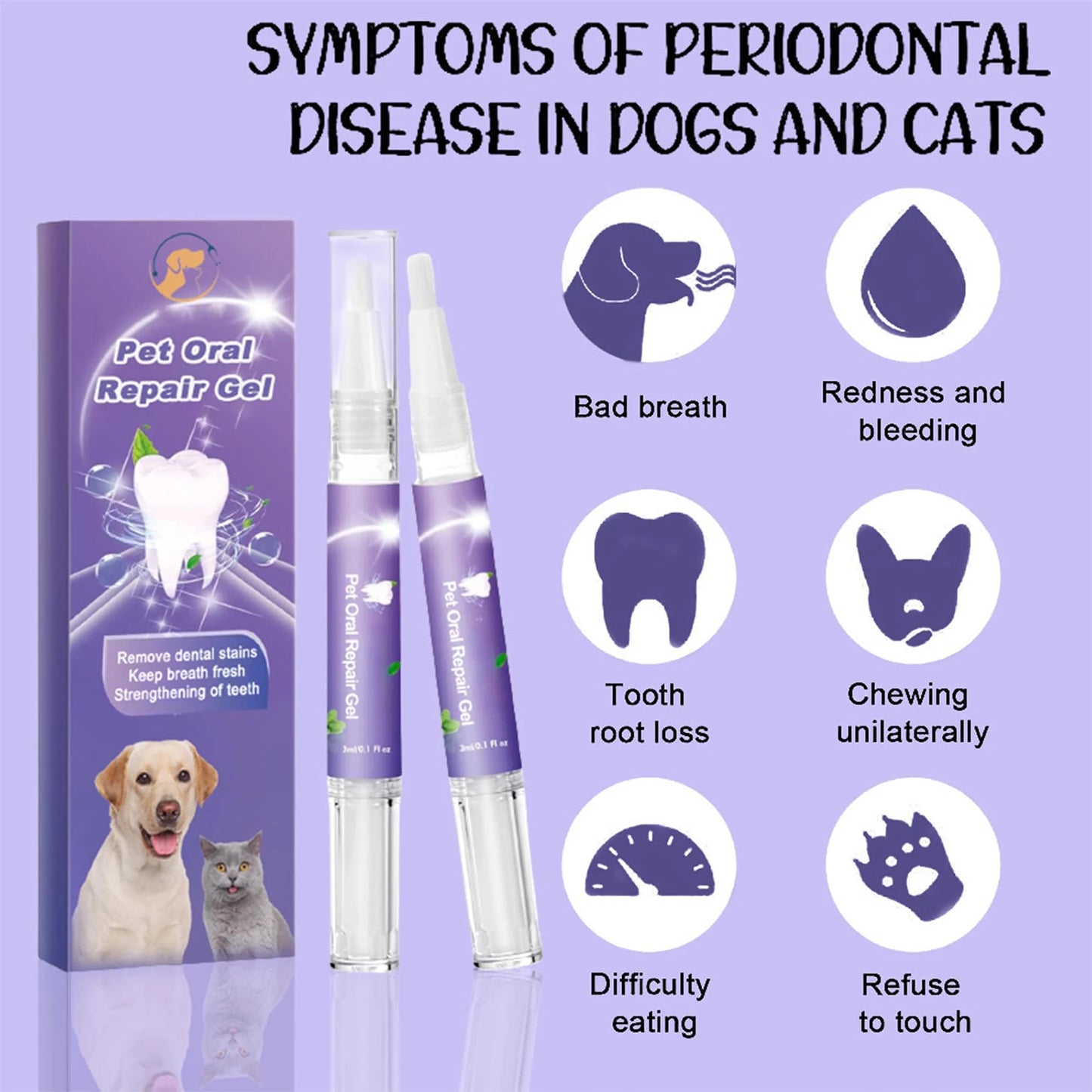 3 Pieces Pets Oral Repair Gel Tooth Repair Teeth Brushing Cleaner Natural Dog Toothpaste Gel For Dogs Cats Pets Breath Freshener