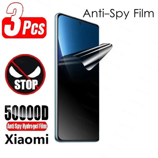 3 PCS 30 Types Set  Privacy Hydrogel Film For Xiaomi Redmi Note 13 14 12 11 Pro Plus 5G 14 12S 11S 10S 8 9 10 Without Fingerprint Unlocking Privacy Protector Anti-Spy Protection Tape Mobile Cell Phones Accessories