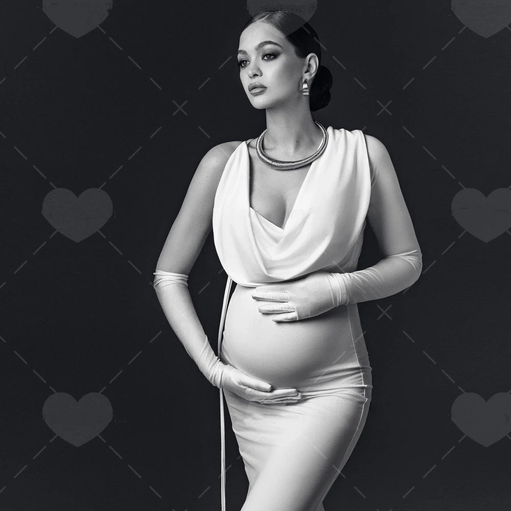 White/Black Color Maternity Breast Feeding Function Dresses For Photo Shoot Solid Color One Shoulder Slim Fit Elastic Fabric Dress Party Sexy Dress For Pregnant Women