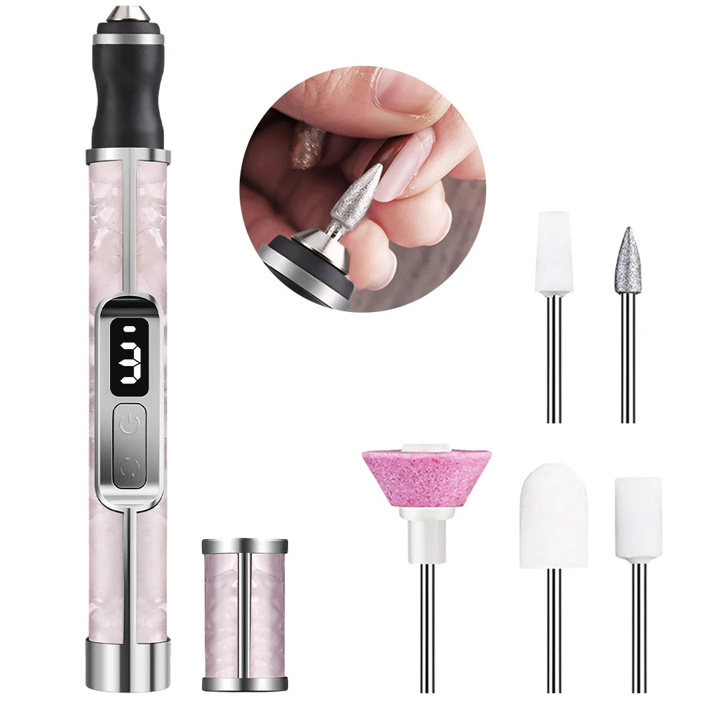 NEW Arrivals Rechargeable Electric Nail Drill Kit with LED Display, Portable Nail File Machine for Acrylic Gel Nails Polishing at Home, Beauty Salon Spa Accessories Cosmetic Supplies