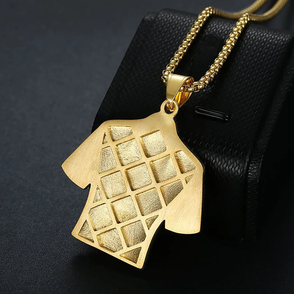 Fashion Football Jersey Messi Cristiano Ronaldo Neymar Mbappé Harland Rhinestone Necklaces + 60cm Gold Chain Men Stainless Steel Soccer Fans Hip Hop Jewelry Accessories