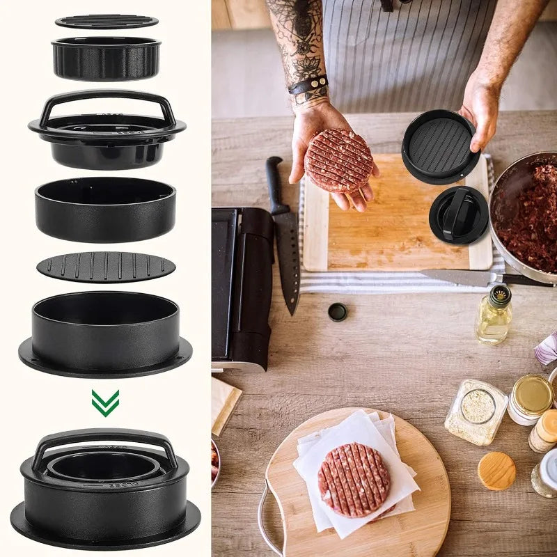 NEW Set Non Stick Hamburger Meat Press Maker Round Shape Stuffed Burger Patties Beef Grill Pie Press Mold Kitchen Accessories