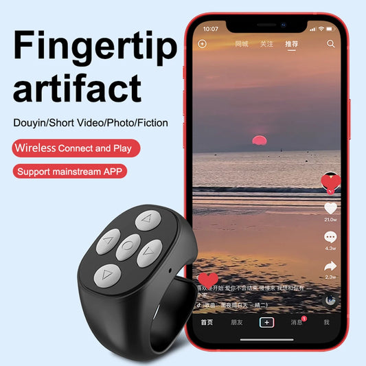 NEW Arrivals 3 Colors For TikTok Ring Bluetooth Remote Control Fingertip Selfie Video Controller Automatic Page Turner Browsing Ring Mobile Phones Accessories
