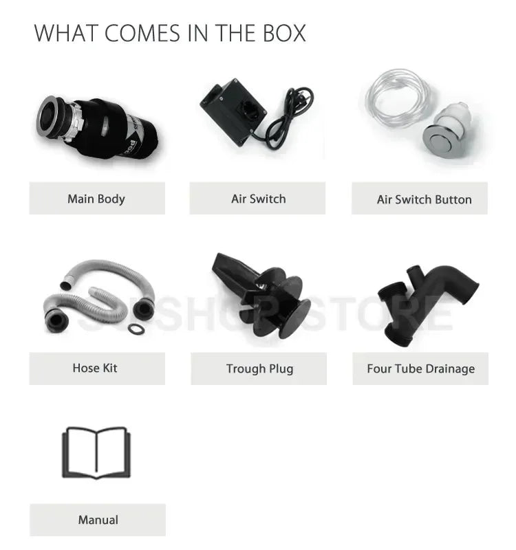 German 1000W Motor Technology 1 Horsepower Deluxe Continuous Feed Disposal Food Waste Disposer + Air Switch