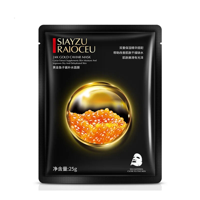 10 PCS Set Korean GOLDEN CAVIAR Moisturizing Facial Masks Refreshing Oil Control Anti-Aging Anti Wrinkles Face Mask Facial Women Skin Care Top Quality Supplies Korean Products