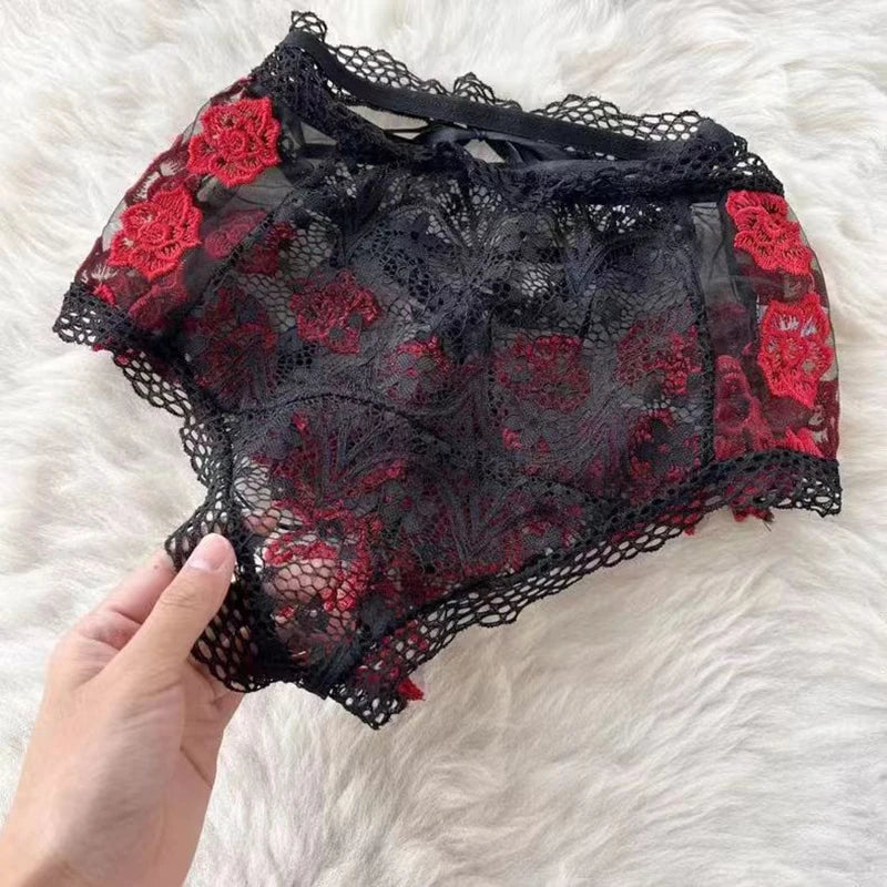 Gathering Underwear Set Super Short Tops Sexy Lingerie Patchwork Lace Flowers Black See-through Women's Secret Clothes Pajamas Ladies Luxury Lingerie Fashion Clothing Products