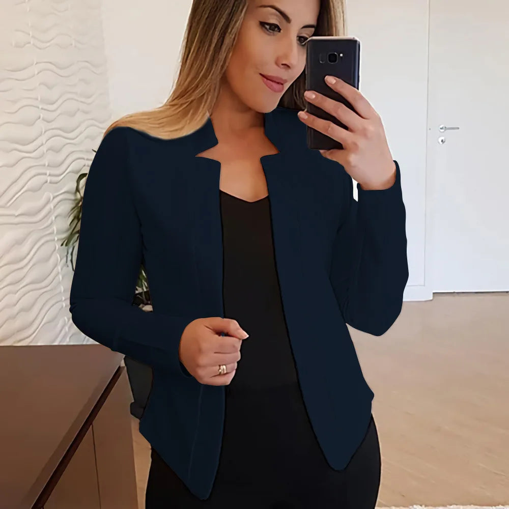 S-3XL UK Plus Size Multi-Colors Women's Clothing New Autumn Winter Spring Blazer Fashion Versatile Long Sleeved Open Collar Casual Suit Jacket Top Blazers Suits