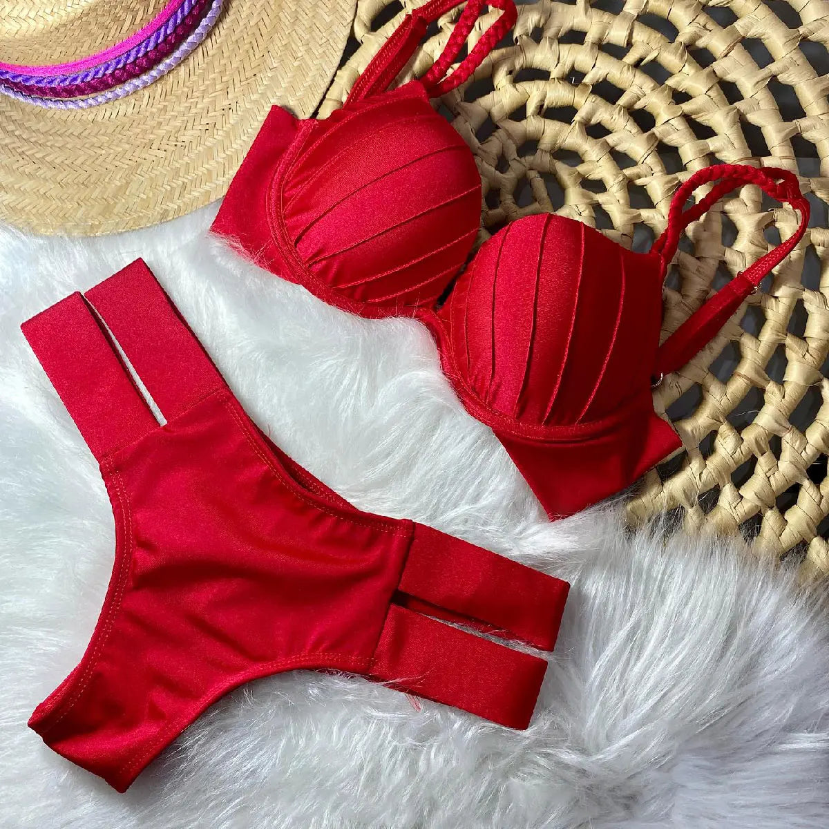 Women Sexy Brazilian Bikini Set Multi-Colors High Waist Black Girls Swimwear Push Up Bikinis Swimsuit Female Bathing Suit Ladies Sexy Beach Wear