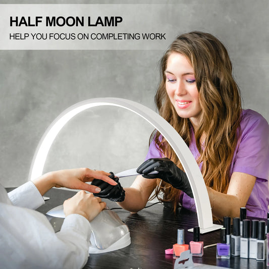 NEW Nail Table Lamp Bulbs Shadow Less Fill Light Nail Lighting Lamp Desktop Beauty Salon Accessories Supplies Half Moon Shaped Women Ladies Beauty Products