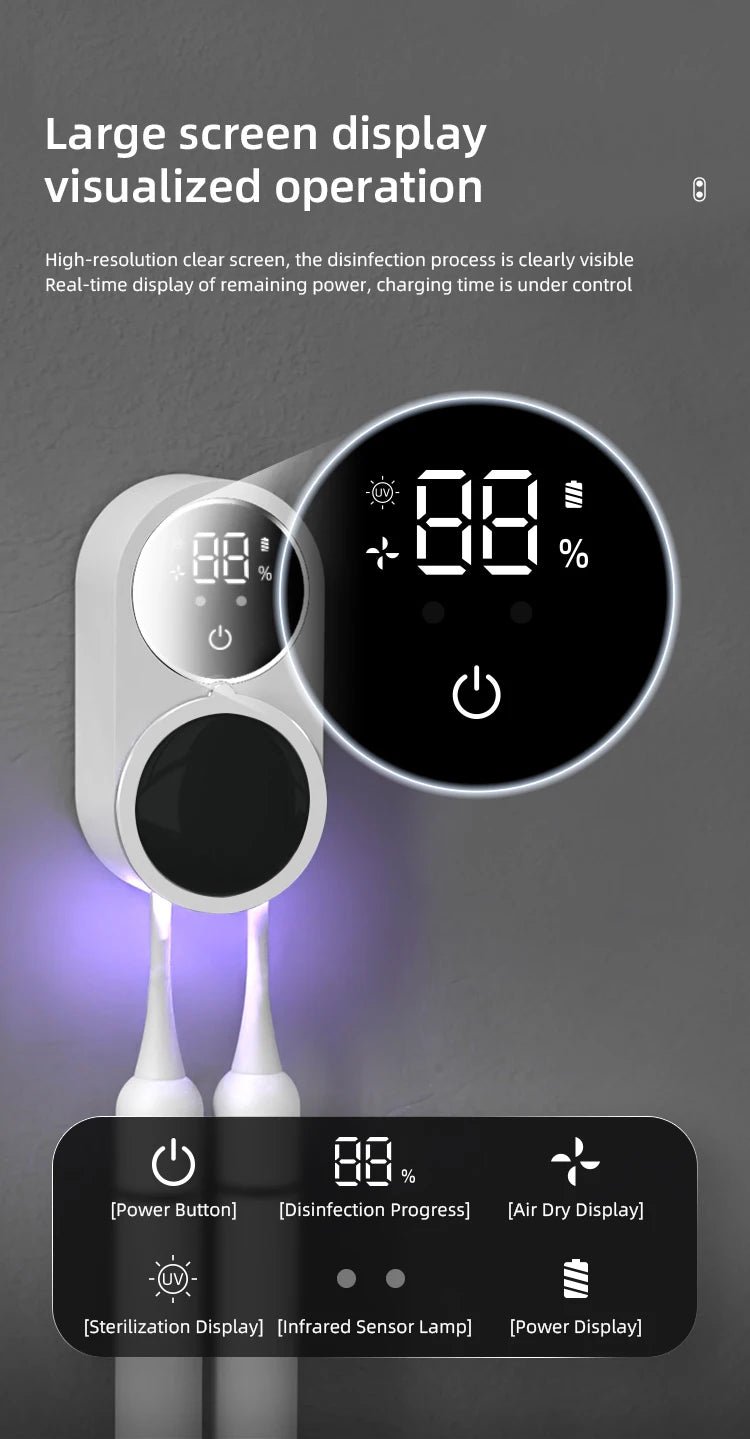 NEW Arrivals Mini Intelligent UV Toothbrush Sanitizer Holder, Wall Mounted UV Toothbrush Sanitizer Holder, Bathroom Toothbrush Sanitizer Bathroom Accessories Hygiene Products