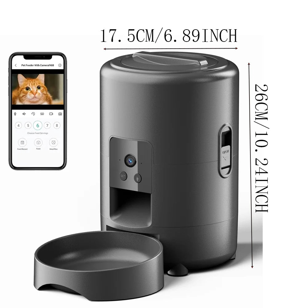 NEW Arrivals Wi-Fi + Camera Black/White Color 2L Pet Feeder Timing Smart Automatic Dog Pet Feeder For Cats Dog Button WIFI APP Camera Intelligent Dry Food Dispenser Dog Bowl Pets Supplies