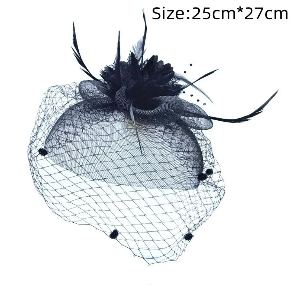 10 Colors Birdcage Bride Veil Wedding Evening Tea Cocktail Party Sunday Church Funeral Flowers Feather Mesh Veil Face Cover Headwear Royal Ascot Horses Race Top Caps Ladies Apparel Accessories